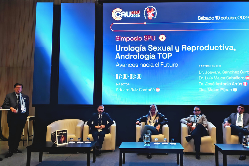 Eduard Ruiz Castañé, Josvany Sánchez Curbelo, Luís Malca i José Antonio Arrús, Simposi SPU d'andrologia (CAU 2026, Lima)